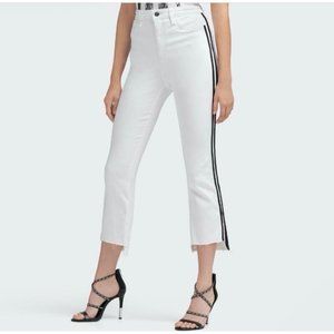 DKNY White Jeans Black Racer Stripes High Waist